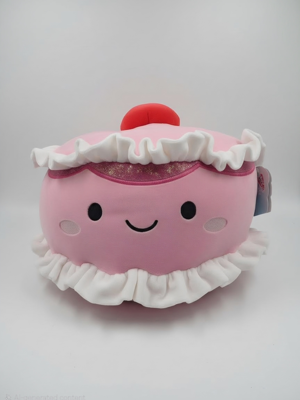 Pink Plush Squeeze Toy with Ruffle and Smiley Face - Kids Toy